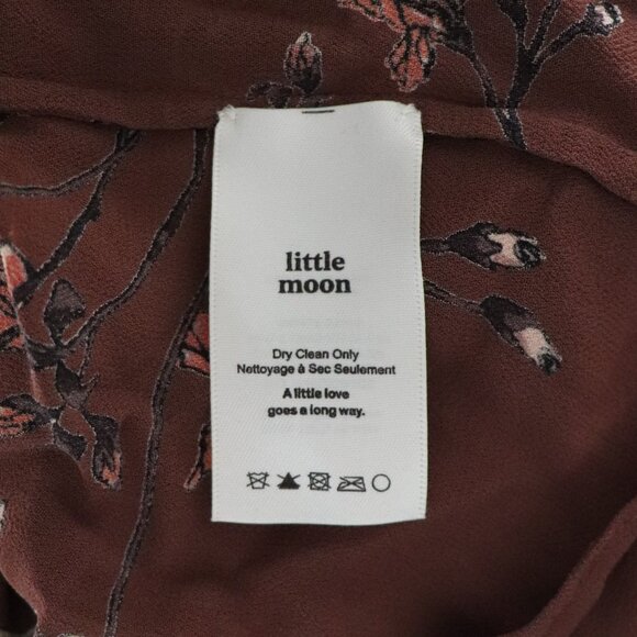 Little Moon Aritzia Ruffled V-Neck Sheer Lrg Floral Cinched Tie Front Blouse - Picture 11 of 12